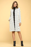 Women Plus Knit Jacquard Open Regular Fit Knee Length Coat Zarnesh