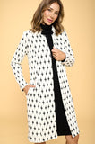 Women Plus Knit Jacquard Open Regular Fit Knee Length Coat Zarnesh