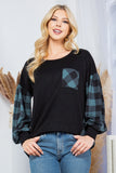 Women Plaid Contrast Bell Sleeve Sweater Knit | Zarnesh