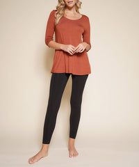 Women Bamboo U Neck Elbow Length Flared Bottom Tunic T Shirt Zarnesh