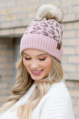 Women Leopard Fur Pom Beanie | Zarnesh