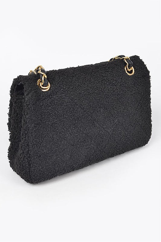 Women Versatile Quilted Faux Fur Shoulder Strap Bag Zarnesh