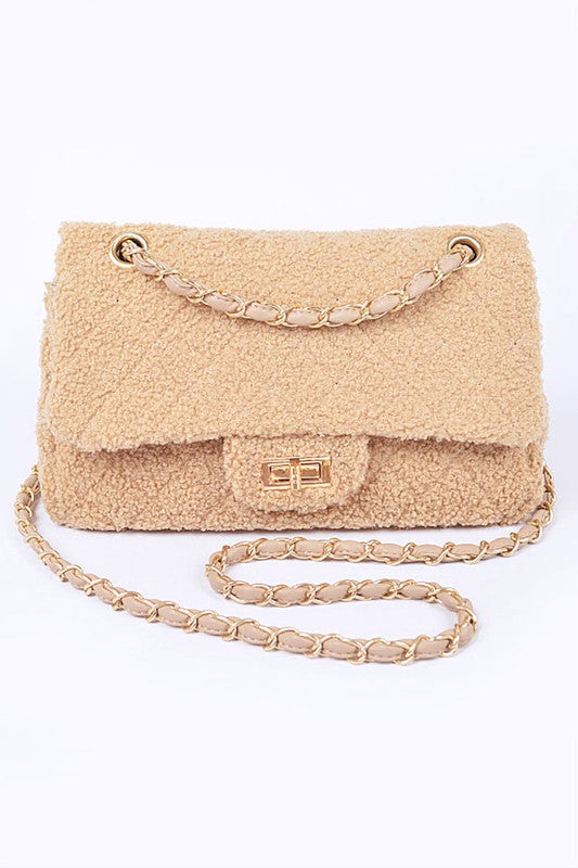 Women Versatile Quilted Faux Fur Shoulder Strap Bag Zarnesh
