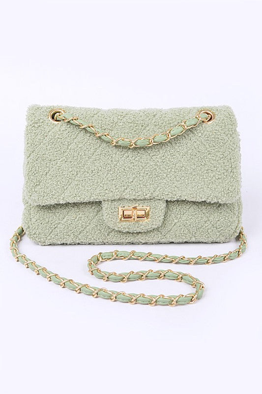 Women Versatile Quilted Faux Fur Shoulder Strap Bag Zarnesh