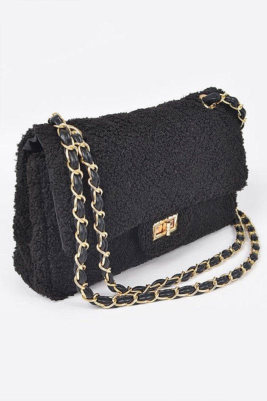 Women Versatile Quilted Faux Fur Shoulder Strap Bag Zarnesh
