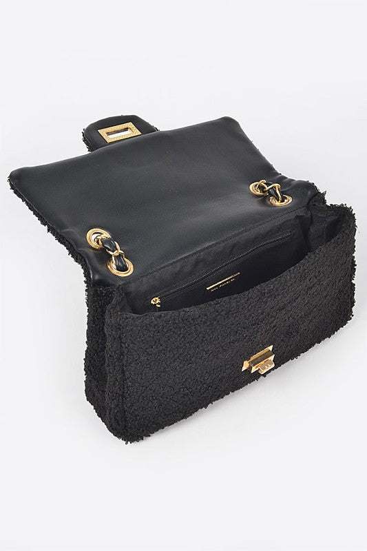Women Versatile Quilted Faux Fur Shoulder Strap Bag Zarnesh