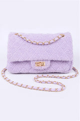 Women Versatile Quilted Faux Fur Shoulder Strap Bag Zarnesh