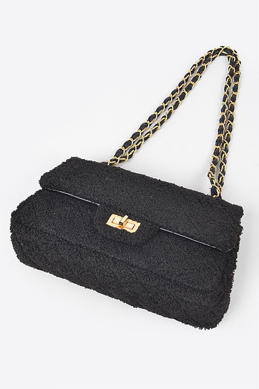 Women Versatile Quilted Faux Fur Shoulder Strap Bag Zarnesh