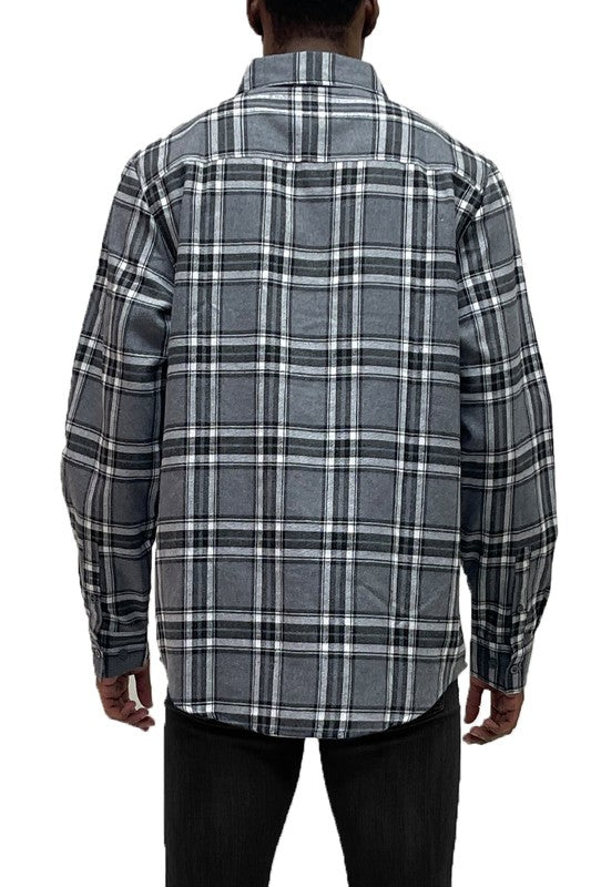 Men’s Full Plaid Checkered Flannel Long Sleeve Shacket | Zarnesh