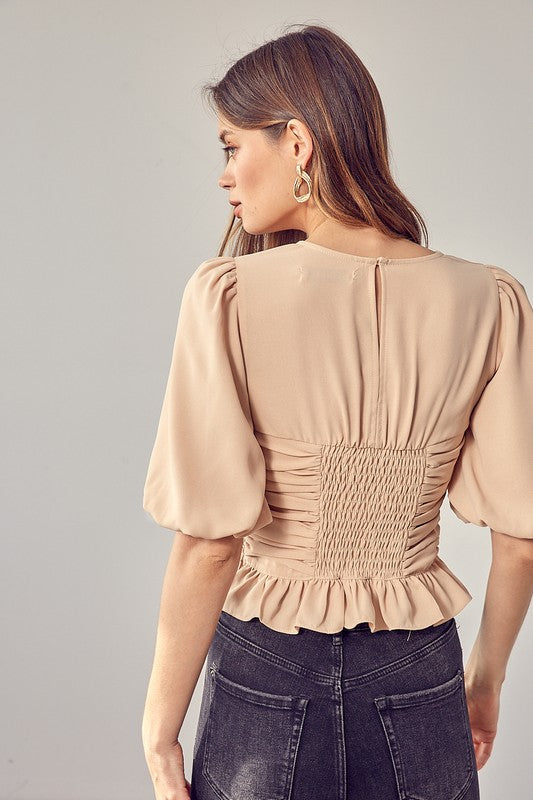 Women Puff Sleeve Cinched Top | Zarnesh