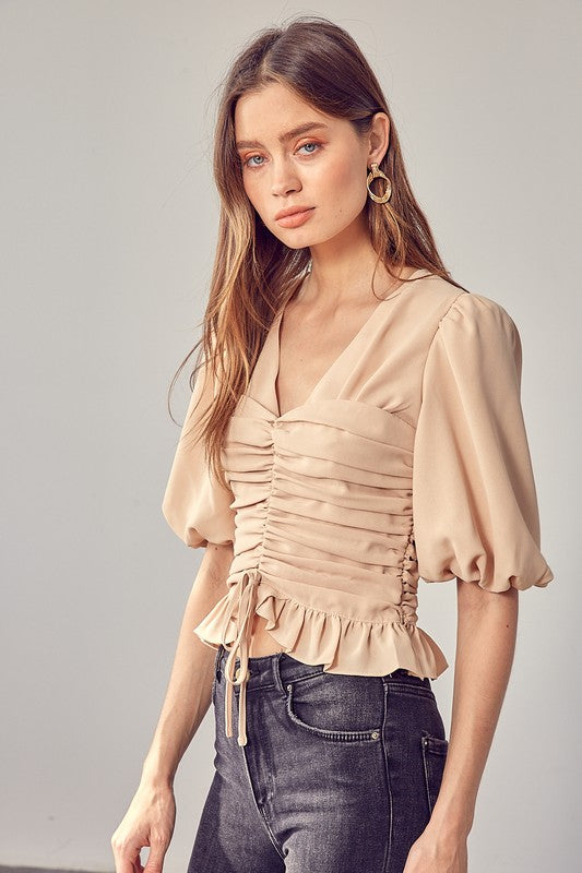 Women Puff Sleeve Cinched Top | Zarnesh