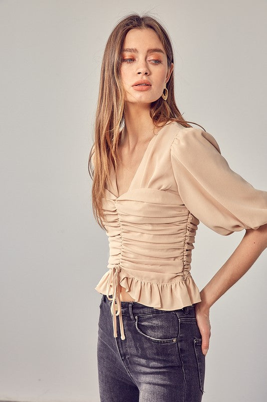 Women Puff Sleeve Cinched Top | Zarnesh