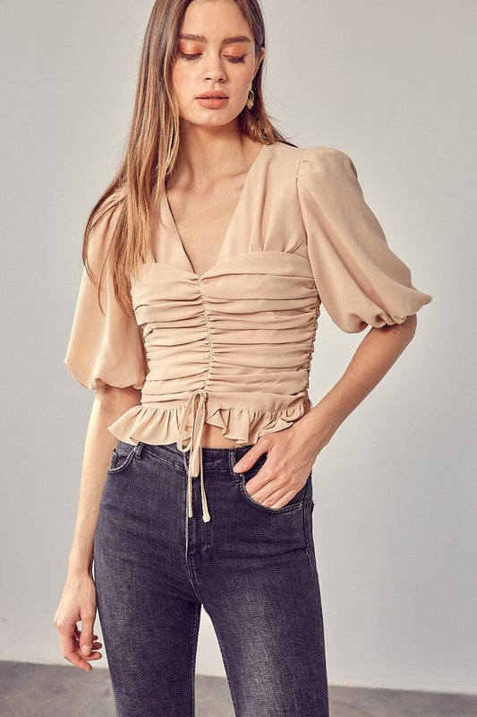 Women Puff Sleeve Cinched Top | Zarnesh