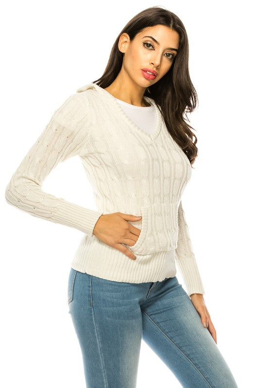 Women Knit Hoodie Sweater | Zarnesh