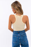 Women Front Cut Out Racerback Round Neck Sleeveless Bodysuit Zarnesh