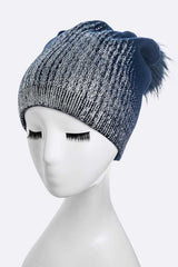 Women Metallic Cashmere Fur Pom Beanie | Zarnesh