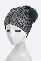 Women Metallic Cashmere Fur Pom Beanie | Zarnesh