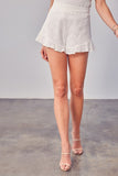 Women Summer Embroidery Eyelet Ruffle Hem Elegance Shorts Zarnesh