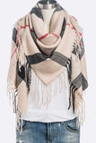 Women Fringe Soft Plaid Square Scarf | Zarnesh - Zarnesh