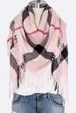 Women Fringe Soft Plaid Square Scarf | Zarnesh