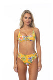 Women Two Piece Hawaii Yellow Floral Bikini Zarnesh