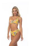 Women Two Piece Hawaii Yellow Floral Bikini Zarnesh