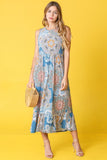Women Sleeveless Ruffled Hem Hidden Pockets Tea Length Dress Zarnesh