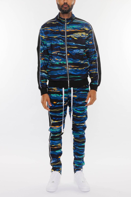  Men's Print Full Zip Track Suit Set | Zarnesh