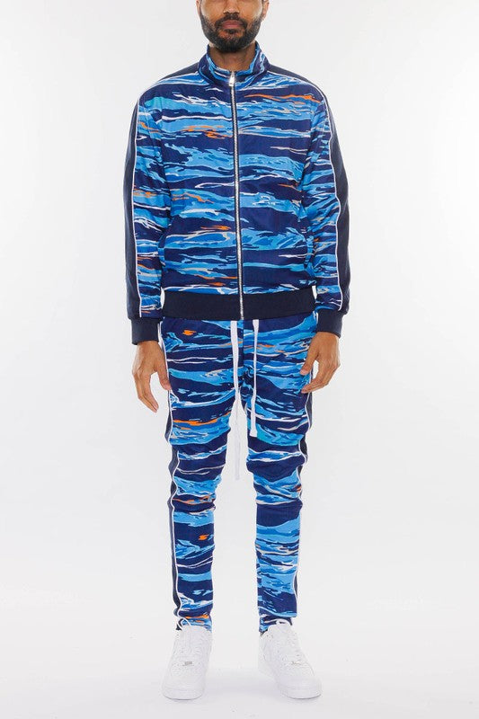  Men's Print Full Zip Track Suit Set | Zarnesh