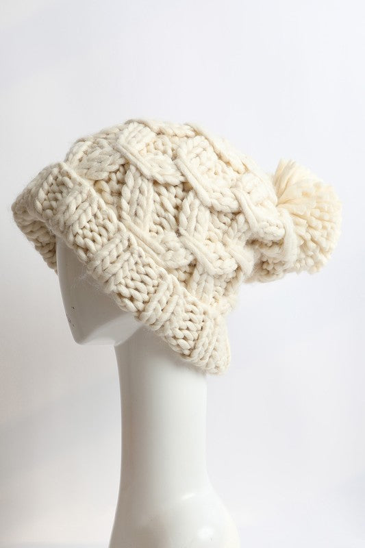 Women Oversized Chunky Knit Pom Beanie | Zarnesh