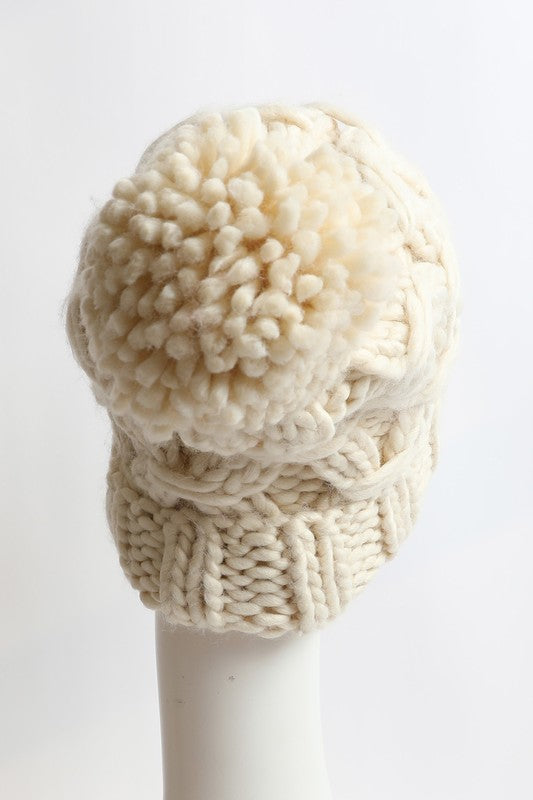 Women Oversized Chunky Knit Pom Beanie | Zarnesh