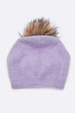 Women Raccoon Fur PomPom Pre-Sewed Slouchy Beanie | Zarnesh