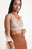 Women Scoop Neck Lace Trim Padded Bralette Zarnesh