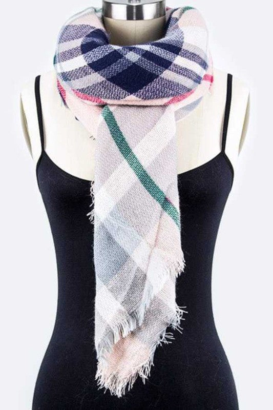 Women Plaid Square Large Blanket Scarf | Zarnesh