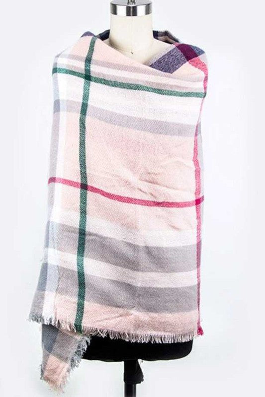 Women Plaid Square Large Blanket Scarf | Zarnesh