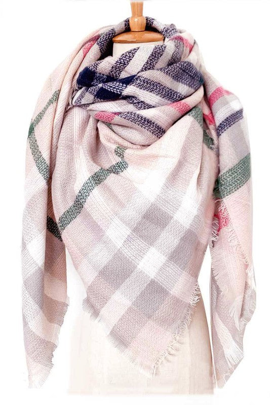 Women Plaid Square Large Blanket Scarf | Zarnesh