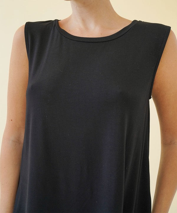 Women Bamboo Muscle Banded Neck Sleeveless Tank Top Zarnesh