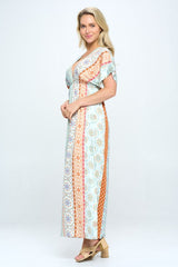 Women's Boho Print Kimono Maxi Dress with Side Slit | Zarnesh