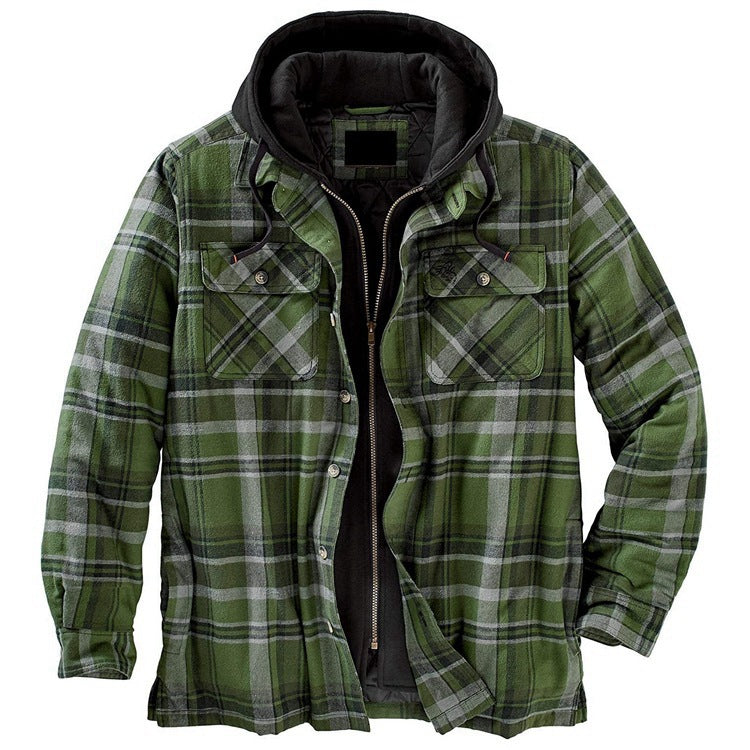 Stay Cozy and Stylish with Our Thickened Cotton Padded Plaid Hooded Jacket | Zarnesh