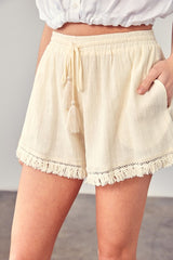 Women's Stylish Summer Fringe Trim Hem Shorts | Zarnesh