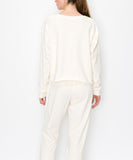 Women Cotton French Terry Washed Row Edge Pullover Joggers Set | Zarnesh