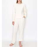 Women Cotton French Terry Washed Row Edge Pullover Joggers Set | Zarnesh