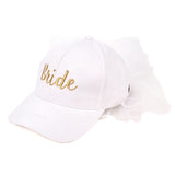  Women's C.C Wedding Bride Just Married Baseball Cap Embroidered Lace Veil BW-1 | Zarnesh