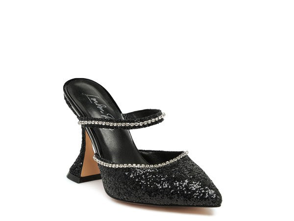 Women's IRIS Glitter Spool Heel Sandal | Zarnesh