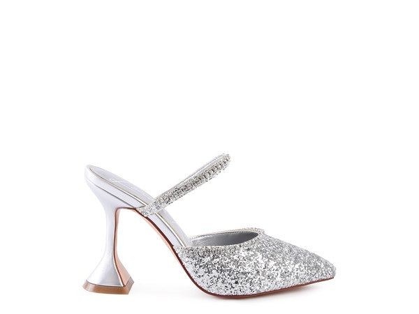 Women's IRIS Glitter Spool Heel Sandal | Zarnesh