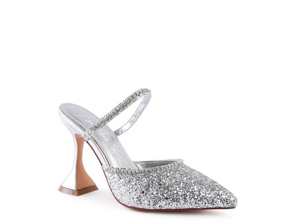 Women's IRIS Glitter Spool Heel Sandal | Zarnesh