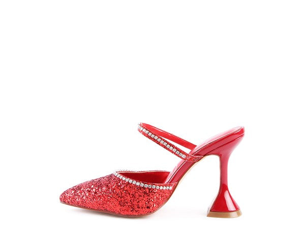 Women's IRIS Glitter Spool Heel Sandal | Zarnesh