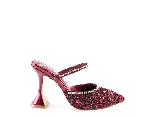 Women's IRIS Glitter Spool Heel Sandal | Zarnesh