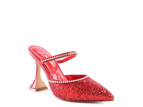 Women's IRIS Glitter Spool Heel Sandal | Zarnesh