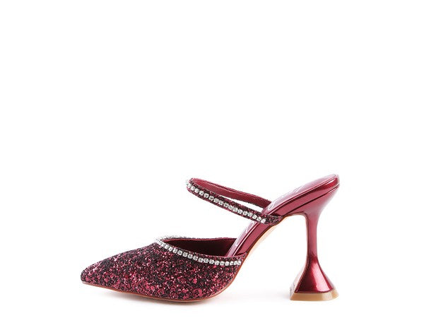 Women's IRIS Glitter Spool Heel Sandal | Zarnesh